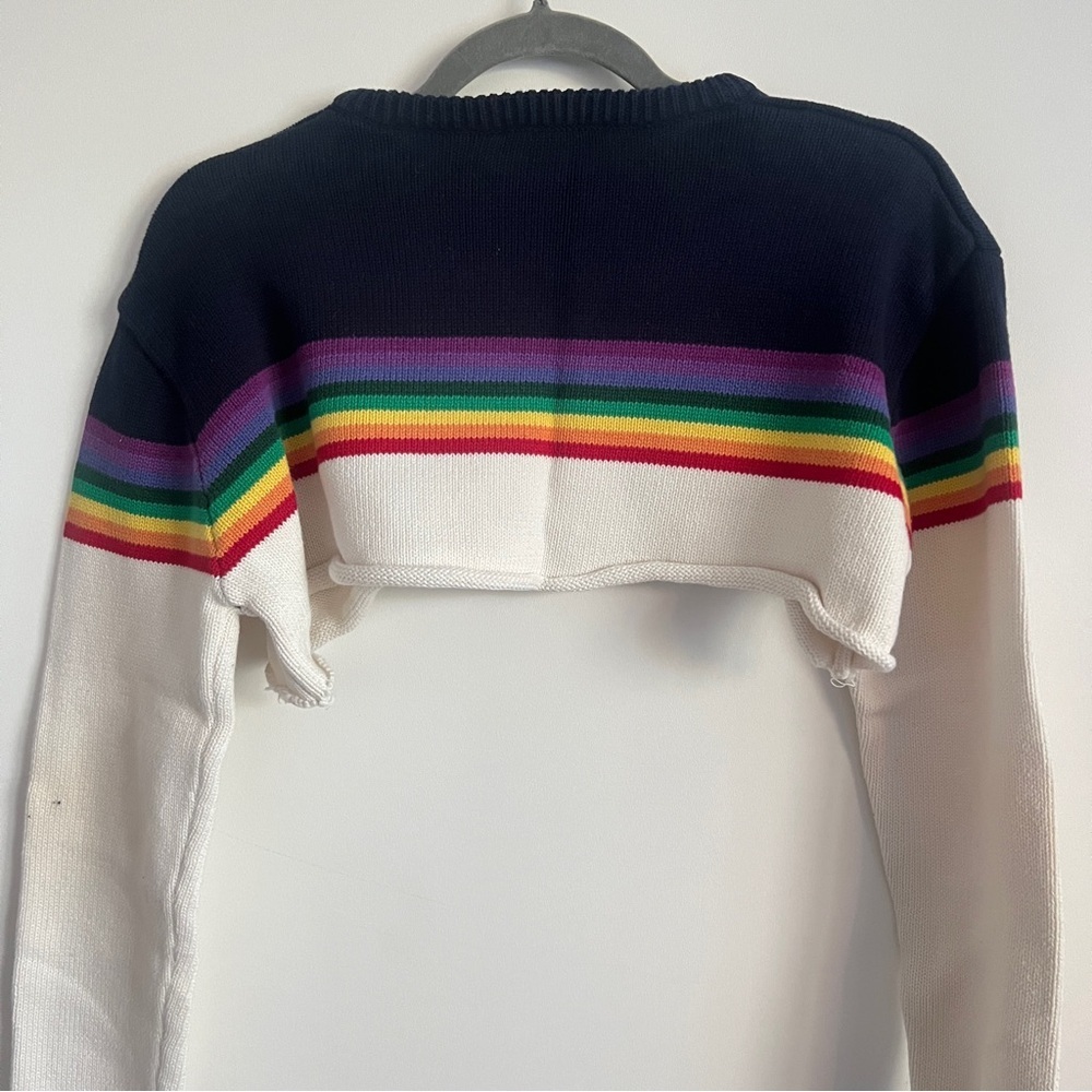Brandy Melville Rainbow Stripe Cropped Knit Sweater - Picture 5 of 12